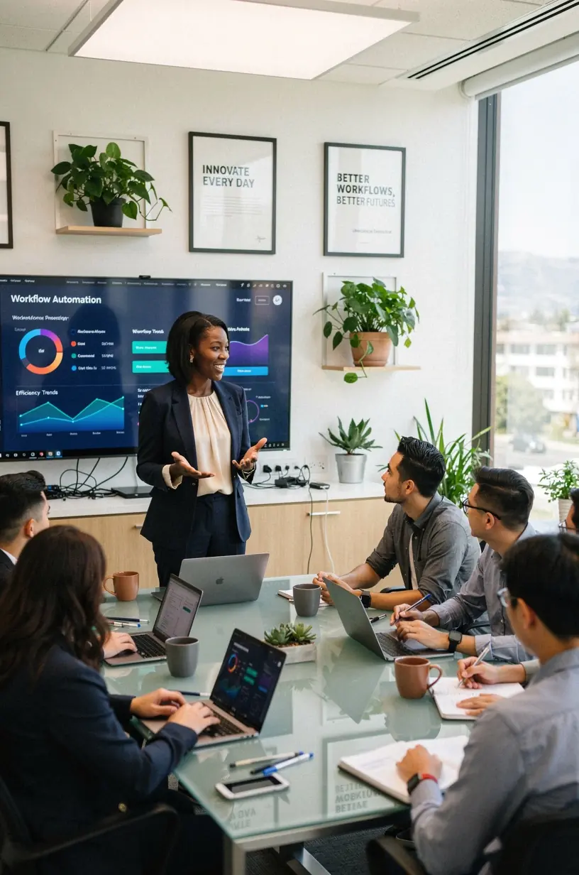 Close-up of hands typing on a laptop keyboard with productivity charts on screen